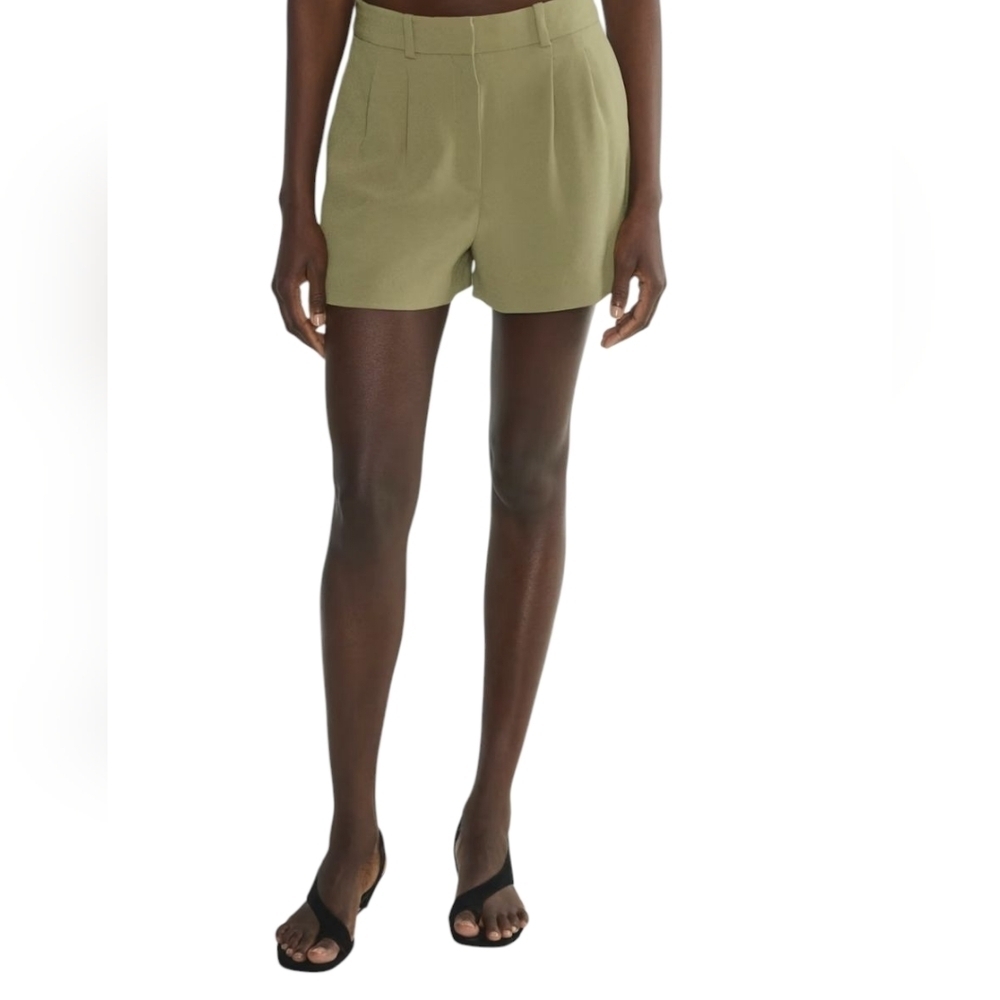 Aritzia Wilfred Pleated Mini Shorts in sundried olive High Waisted Summer